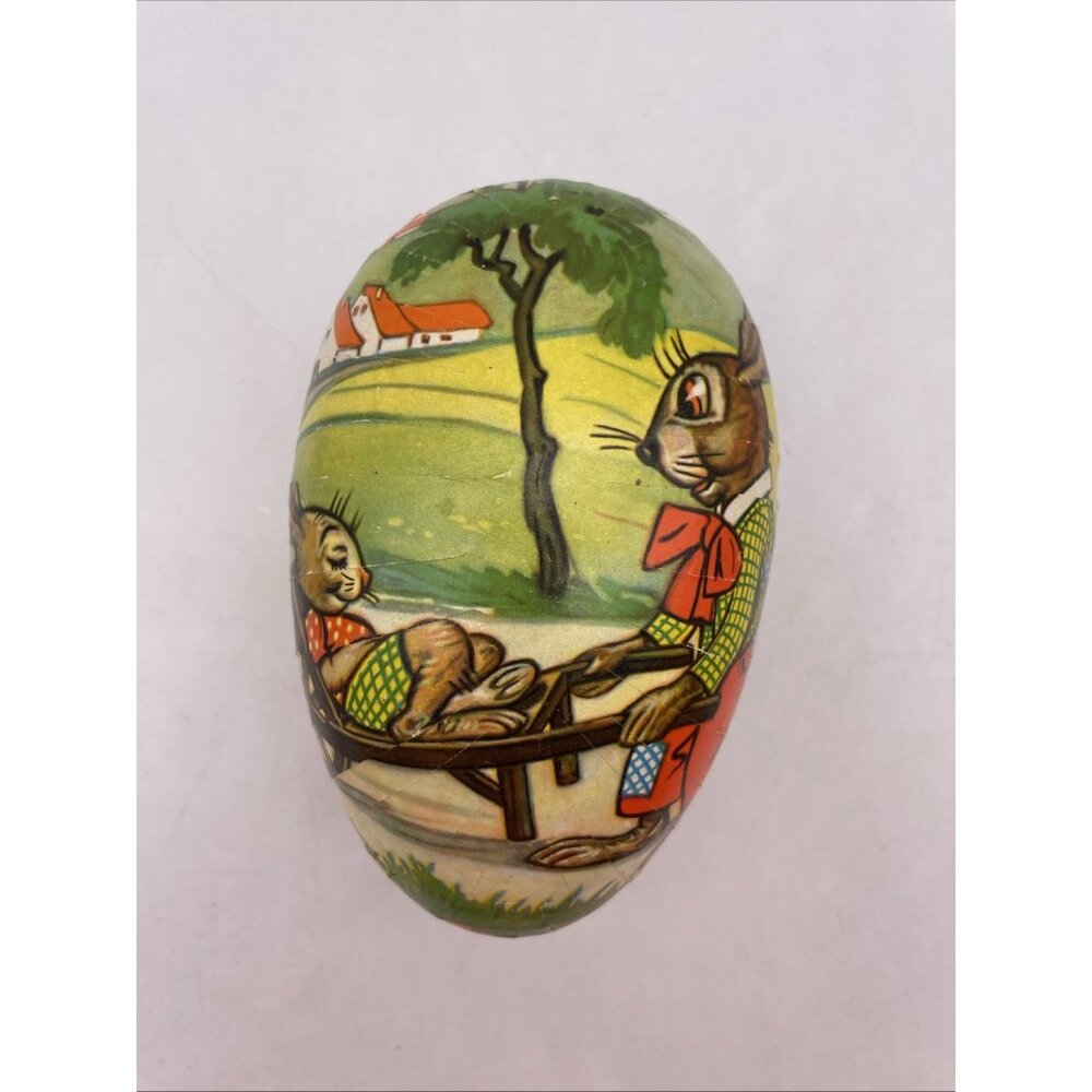 Vintage 6" Paper Mache Made in Western Germany Easter Egg Decor Bunnies Duck